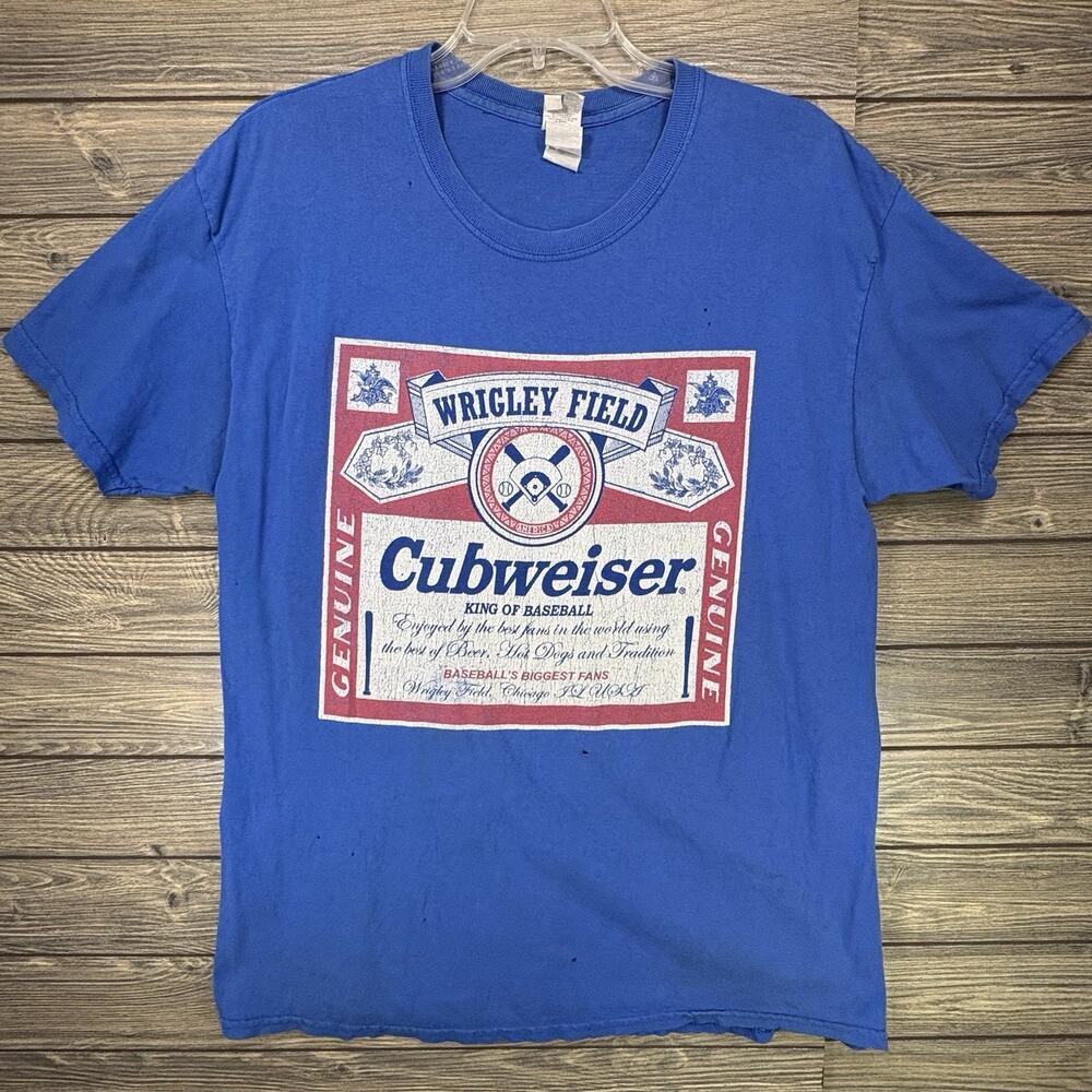 Vintage Chicago Cubs Wrigley Field Cubweiser T-shirt Budweiser Beer Large L